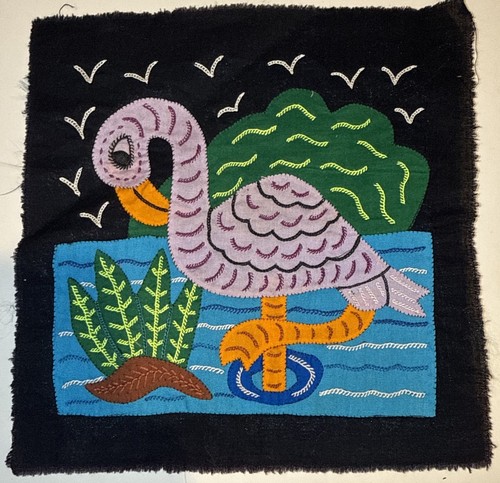 Vtg black kuna mola textile - black,