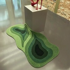 Green Abstract Area Rug 100%