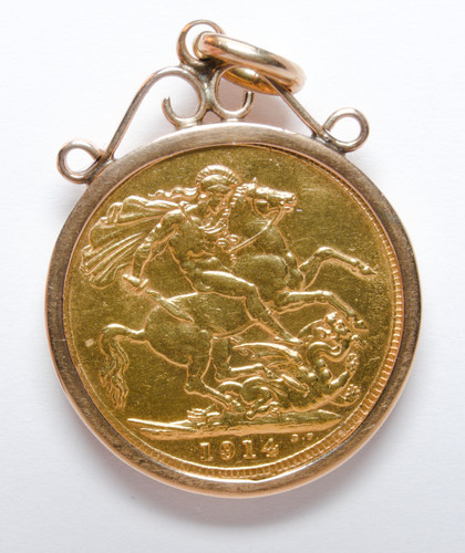 1914 gold half sovereign 9ct - &,