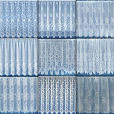 Premium Quality Discounted New Floral White Lace Net Curtain - Sold By The Metre