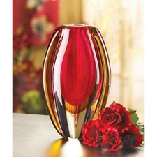 Red Color Sunfire Home Decorative Glass Vase Floral Centerpiece