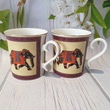 2 x PAST TIMES MUGS Porcelain Cups Made in Japan Festival Elephant Pair Superb