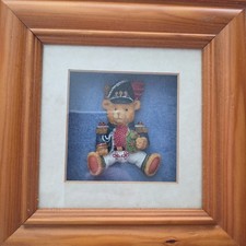 2x Vtg 3d Red Navy Coat Teddybear Toy Soldier Shadowbox Framed Christmas Nursery