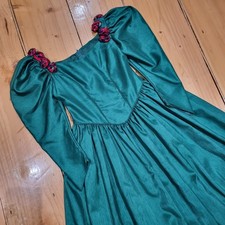 Vintage 1980s Green & Tartan Ballgown Bridesmaid Dress Fits 4-6 Petite