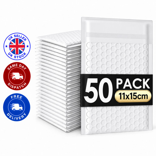 50x white poly bubble padded - white,