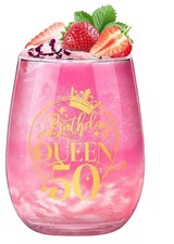 Stemless Birthday Queen Wine Glass - 18th, 30th, 50th