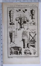 1788 ORIGINAL PRINT CHEMISTRY MELTING VESSELS LABORATORY TESTING FURNACE ZINC