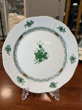 Vintage Herend Hungary Apponyi Chinese Bouquet Green Pastry Plate 25.5cm