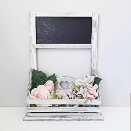 Whitewashed wooden planter - whitewashed,