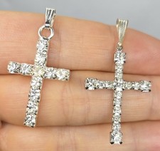 Joblot Of Two Costume Jewellery Silver Tone Sparkly Religious Cross Pendents