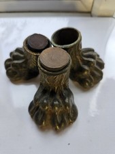 Set Of 3 Antique Brass Bronze Claw Feet For Tripod Table Very Fine Casting