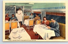Fred Harvey Postcard Linen Dining Car on the Santa Fe's El Capitan