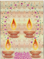 A VINTAGE "HAPPY DIWALI" GREETINGS CARD &  ENVELOPE ~ GREETINGS IN TWO LANGUAGES