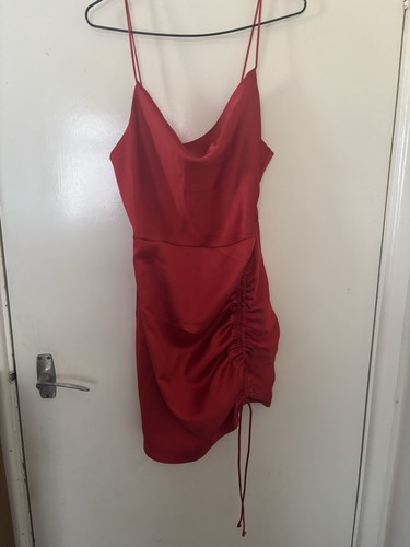Zara red satin ruched - red,