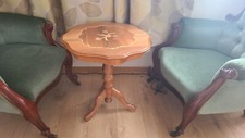 Pedestal side table wood carved legs