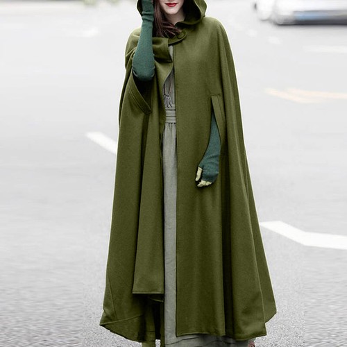 Women hooded long cape - women,