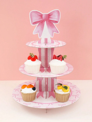 Tier pink bow cupcake - 3-tier,