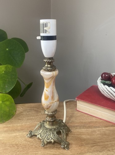 Vintage brass lamp marbled - lamp,