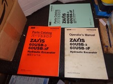 Hitachi Mini Digger Excavator Zaxis 60USB Operators Manual Hand Parts Book's