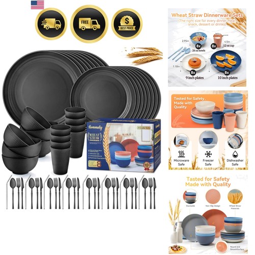 Wheat straw dinnerware set - straw,