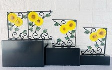 4 X Vintage  Shabby Chic Decorative Metal Shelf Brackets With Sunflowers