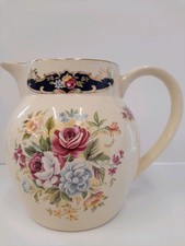 Antique Victorian / Vintage Large Floral Ironstone Staffordshire Pottery Jug