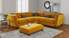 Mustard Rimini Corner Sofa Fabric New 5 Seater Luxury Modern Design Velvet