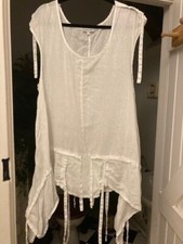 Hebbeding white linen tunic/dress with ties OSFA