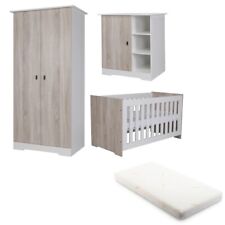 Babystyle Verona 3 Piece Nursery Set - White/Ash + Luxury Spring Mattress