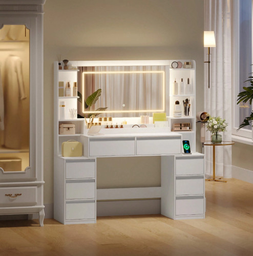 White dressing table with led - dressing,