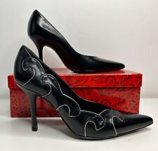 RENATA Black Ladies Shoes Leather Stiletto Heel Court slip on  Uk Size 4 BNIB