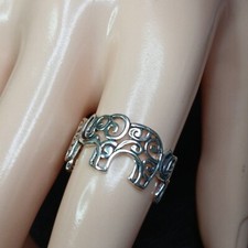 STERLING Silver 925 Elephants Band Ring. 12-427
