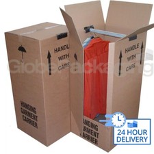 3 LARGE GARMENT WARDROBE CARDBOARD MOVING BOXES 24HRS