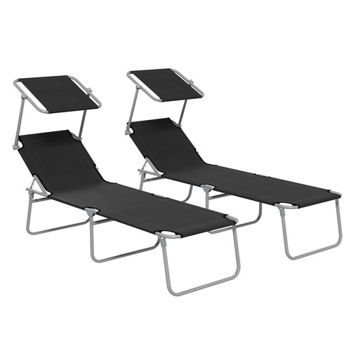 Foldable sun lounger set 2 - foldable,