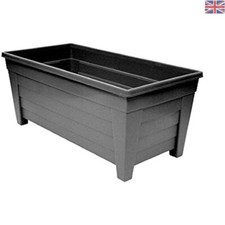 Set of 4 Self-Watering Black Gros Trough Planters - 55cm Elegant Solution