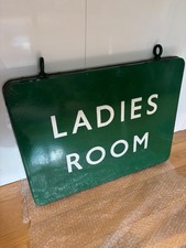 ORIGINAL, DOUBLE SIDED VINTAGE  LADIES ROOM SOUTHERN RAILWAY PLATFORM SIGN