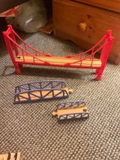  Carousel Large Wooden Train Track Red Bridge + 2 bridges