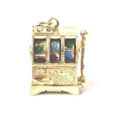 9ct Gold Slot Machine Pendant Moveable Charm Vintage Hallmarked 18.8mm High 9.1g