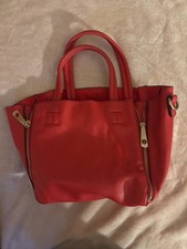Red Tote Bag with matching zip pouch handbag set large shoulder bag 