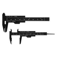 10pcs Mini Plastic Vernier Caliper 3" Metric Inch Sliding Gauge Ruler, Black
