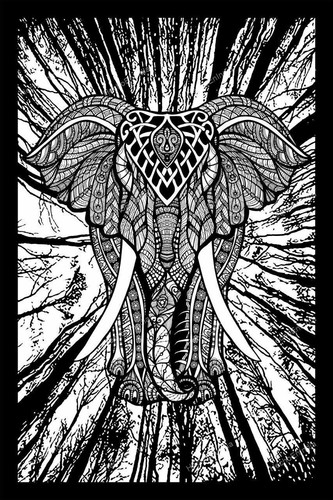 Elephant print mandala cotton - print,