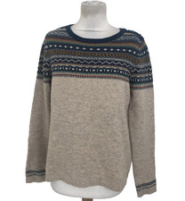Seasalt Cornwall Women's Wool Jumper Size 12 Beige Mix Pattern Used F1