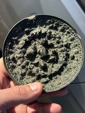 FINE CHINESE TANG DYNASTY SILVERED BRONE MIRROR LION AND GRAPE 618-907CE