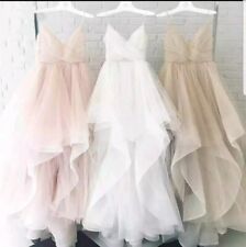 UK Multiple colours spaghetti Pleated Tulle Prom Gown Wedding Dresses Size 6-18