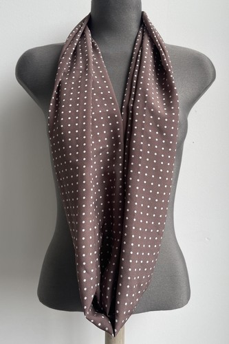 Silk loop scarf brown - loop, white