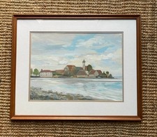 Vintage Painting View Of Wasserburg Lake Constance by Anthony Procter