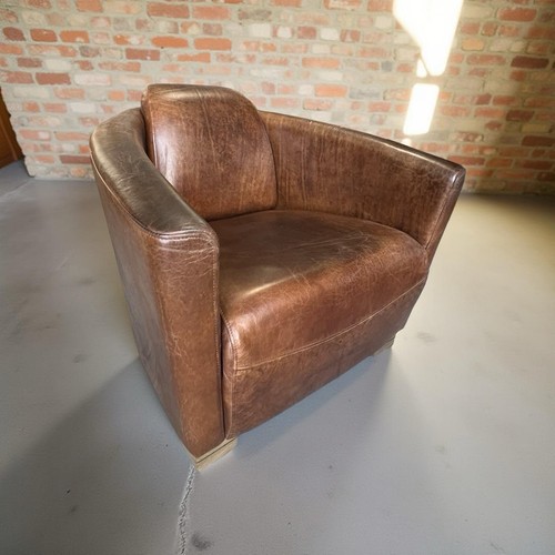 Leather cigar chair - cigar, tan