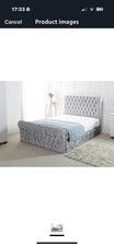 Silver DIAMOND CRUSHED VELVET  BED FRAME -  5FT KINGSIZE 