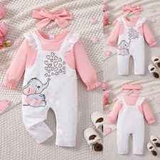 Cute Newborn Baby Girl Cartoon Romper Jumpsuit Bodysuit Outfits Clothes Set