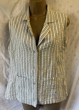 Vintage Anokhi Cheesecloth Textured Size 14 Green Striped Button Sleeveless Top
